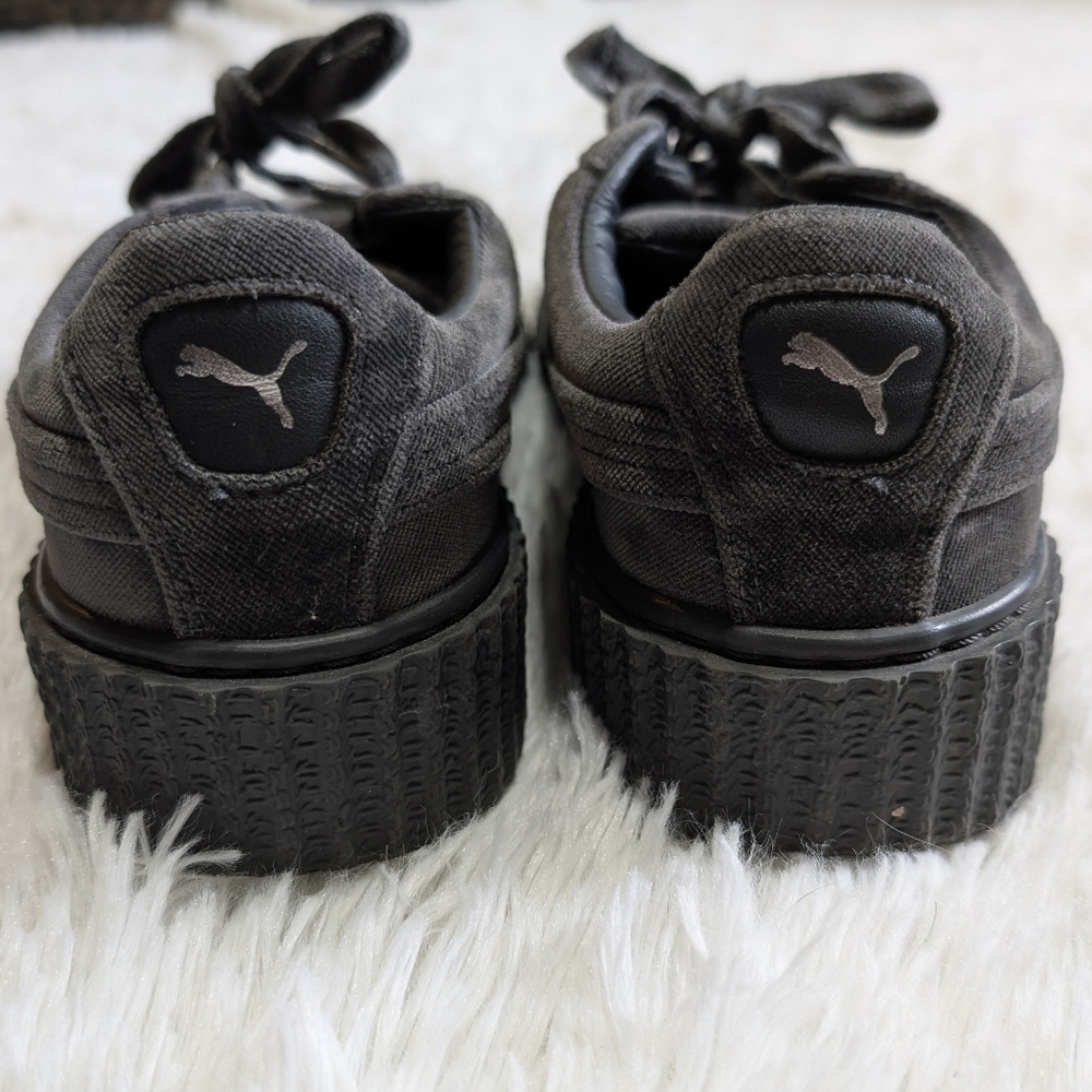 Fenty x Puma Soft Grey Velvet Lace Up One Inch Gothic Platform Creepers 6.5 - Picture 9 of 13